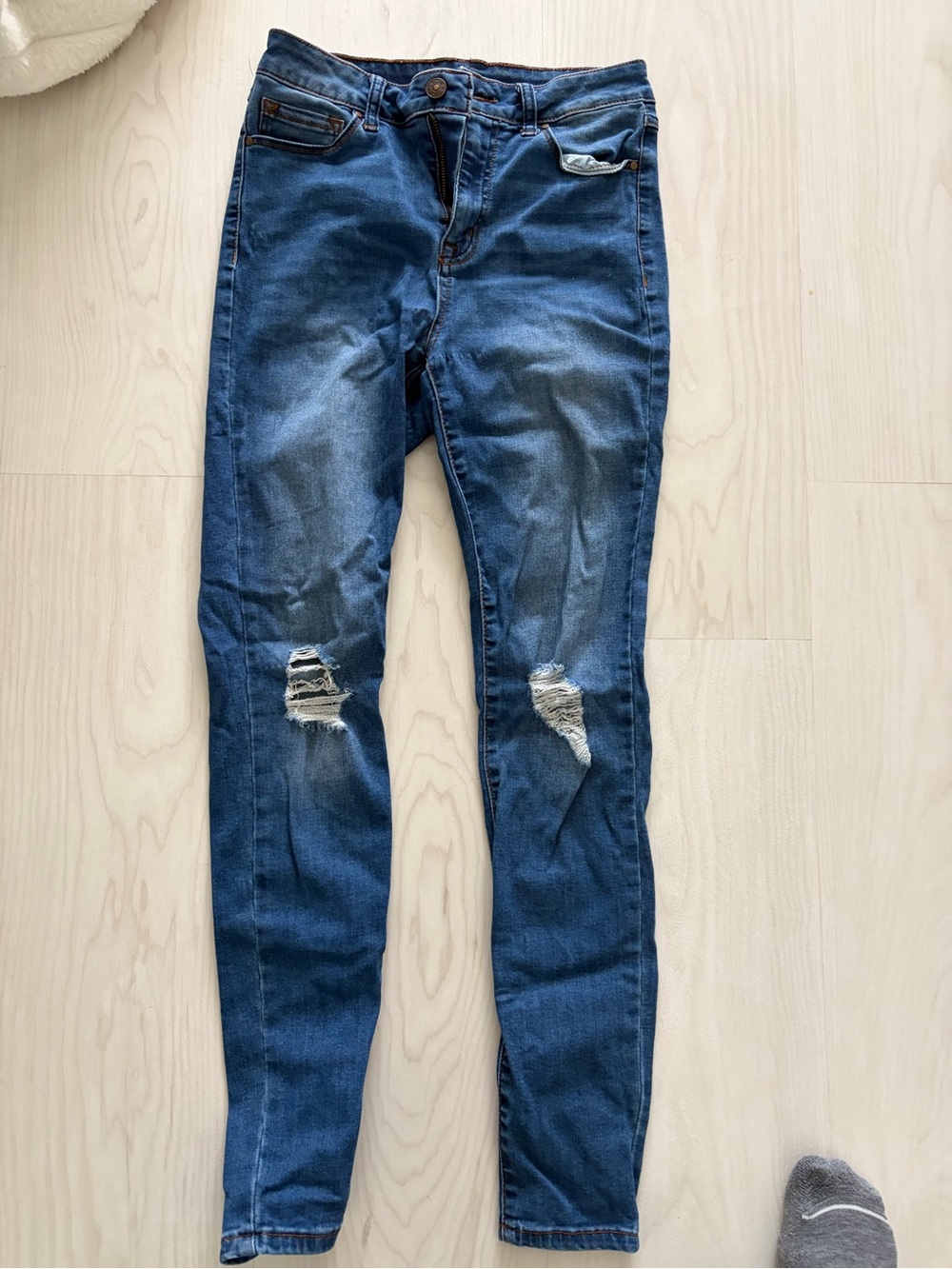 Women's Skinny Distressed Blue Jeans